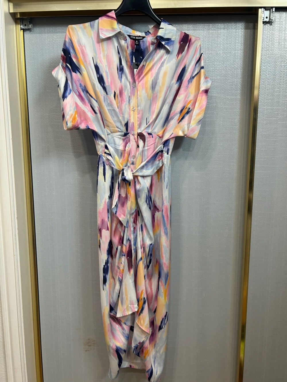 Steve Madden Pastel Brushstroke Midi Dress - Pink, Blue, Yellow